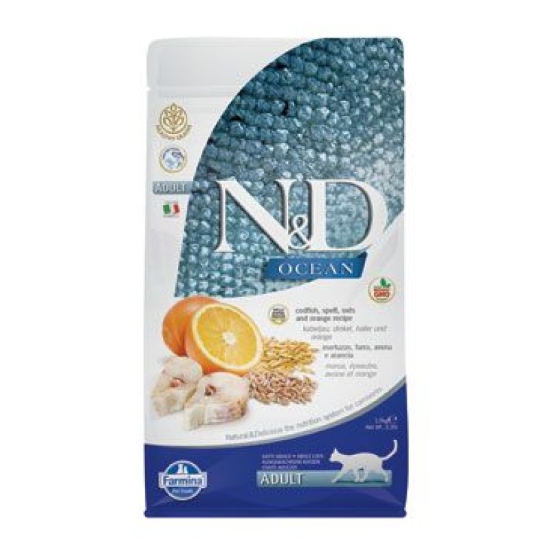 N&D OCEAN CAT LG Adult Codfish & Orange 1,5 kg