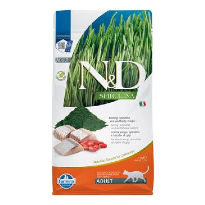 N&D SPIRULINA CAT Adult Herring & Wolfberry 1,5 kg