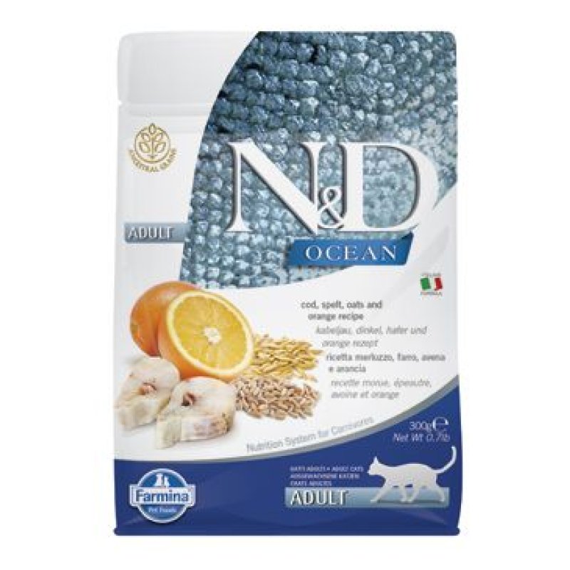 N&D OCEAN CAT LG Adult Codfish & Orange 300 g