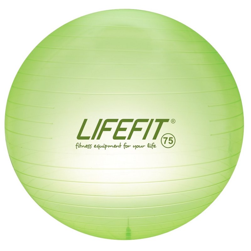 Gymnastický míč LIFEFIT® TRANSPARENT 75 cm, sv. zelený