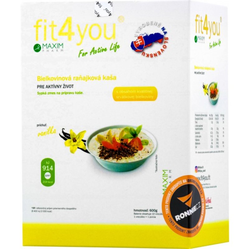 Fit4you Bílkovinová snídaňová kaše - 10x 60 g, vanilka